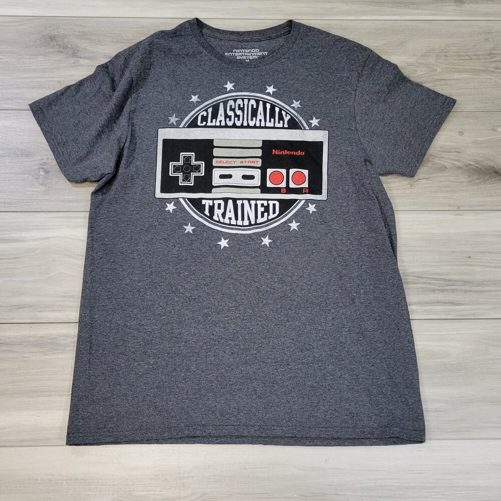 Nintendo T-Shirt Men's Medium Gray Classically Trained Short Sleeve